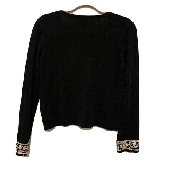 WORTH Womens Size Small Black Rayon Slinky Stretch Crop Button Cardigan Sweater - Picture 3 of 4